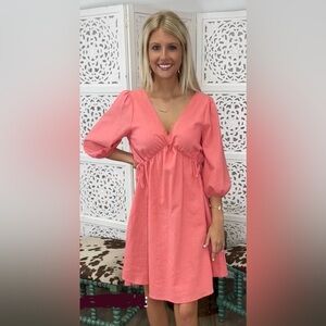 Coral Sunset V Neck Dress